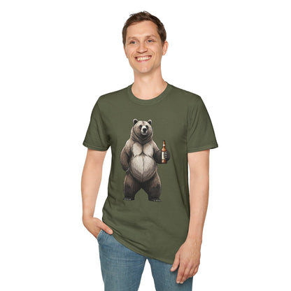 Beer Drinking Grizzly Bear T-Shirt